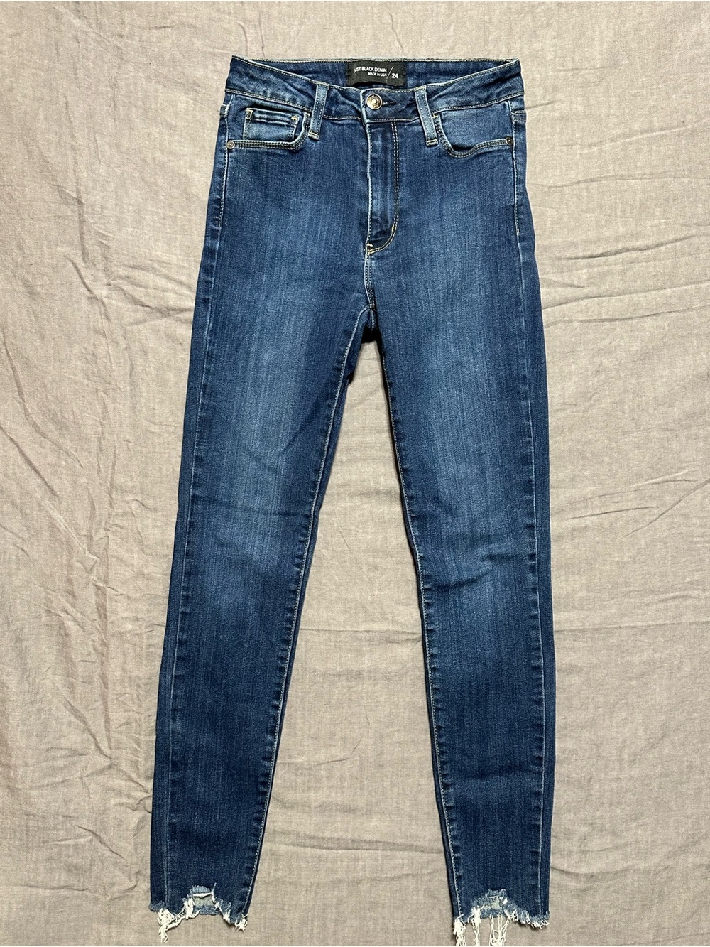 Just Black High-Rise Skinny Jeans with Raw Hem